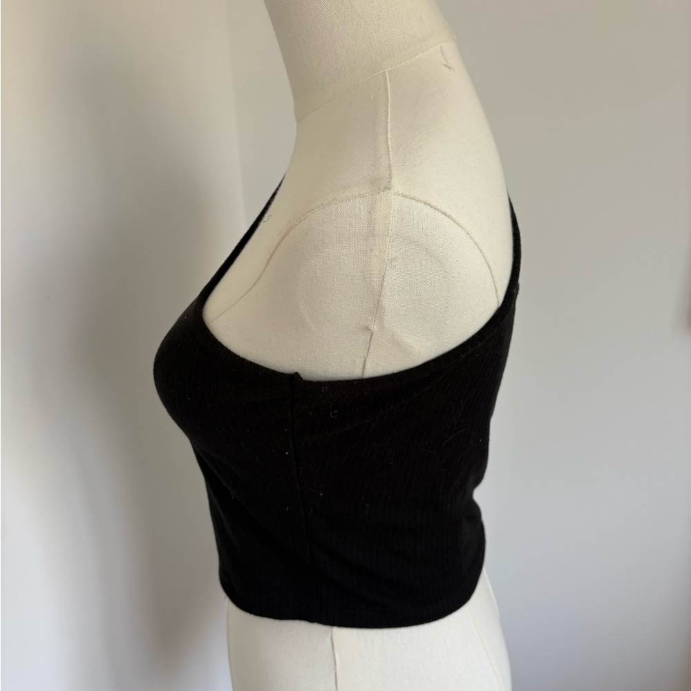 Black One-Shoulder Ribbed Top - Picture 4 of 5